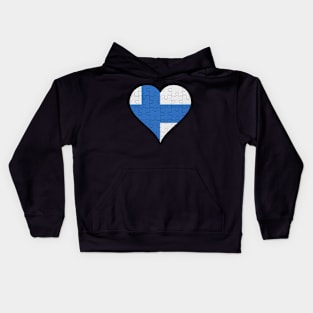 Finnish Jigsaw Puzzle Heart Design - Gift for Finnish With Finland Roots Kids Hoodie